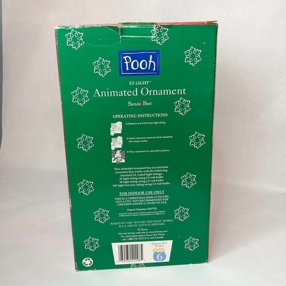 Santa's Best Winnie the Pooh EZ Light Large Animated Ornament in Original Box - Picture 12 of 16